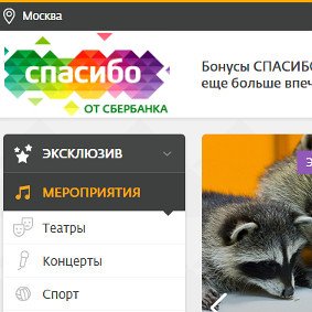 Sites and mobile application for 'Spasibo from Sberbank'.